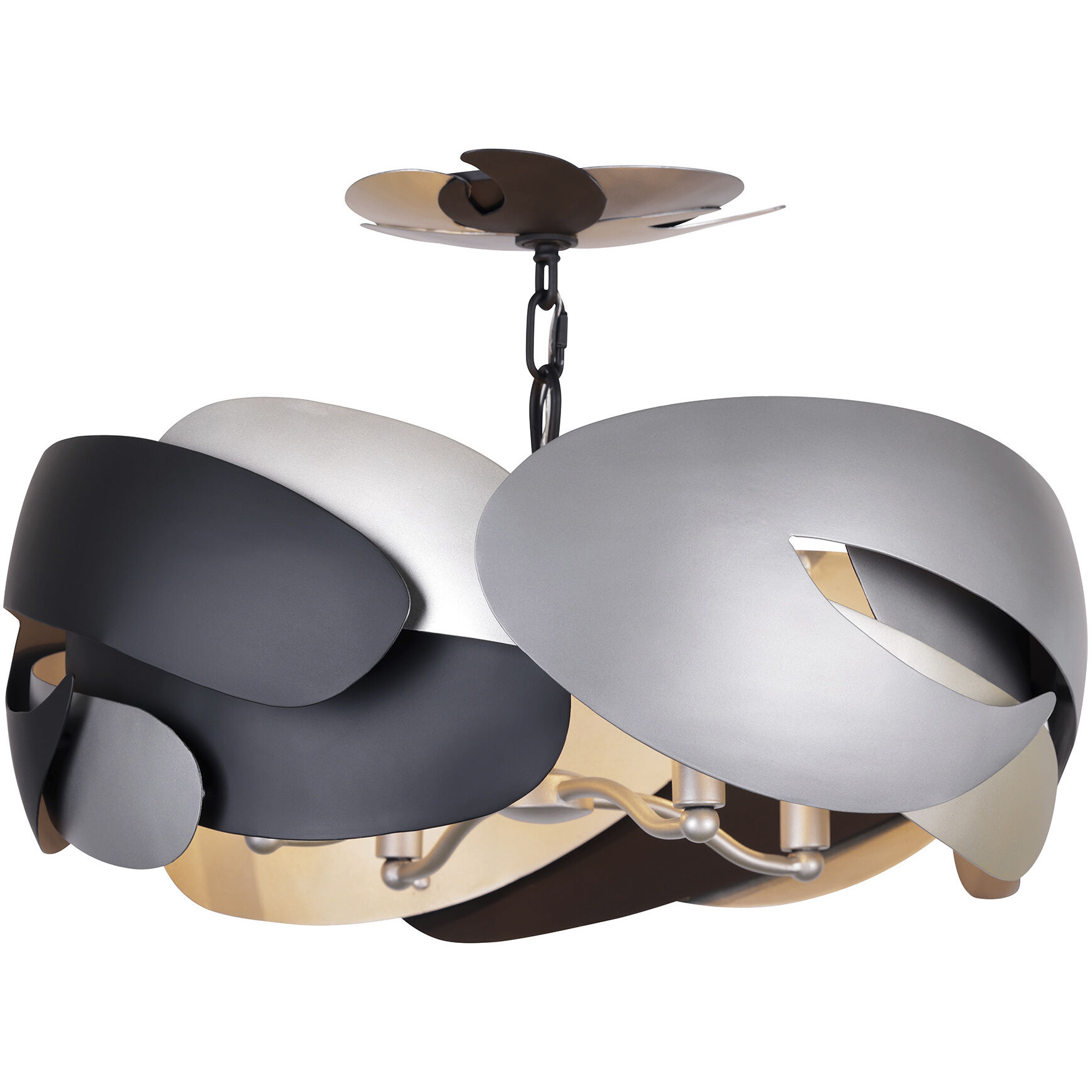 Metalo Misto 4 Light 20 inch Brass / Cola Grey / Matte Black Semi Flush Ceiling Light
